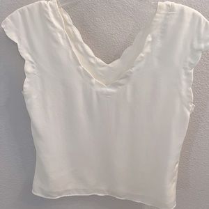 Express top - cream - scalloped neck - size small